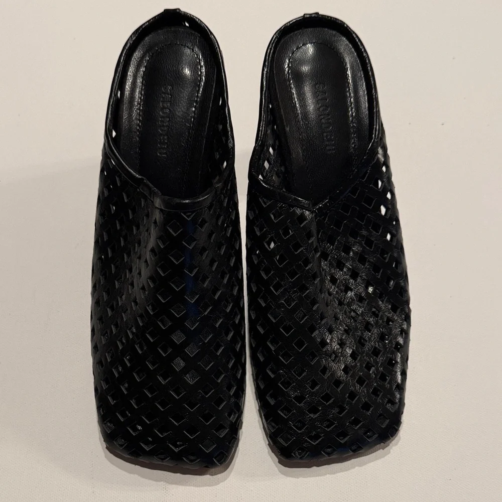Black Heeled Mules